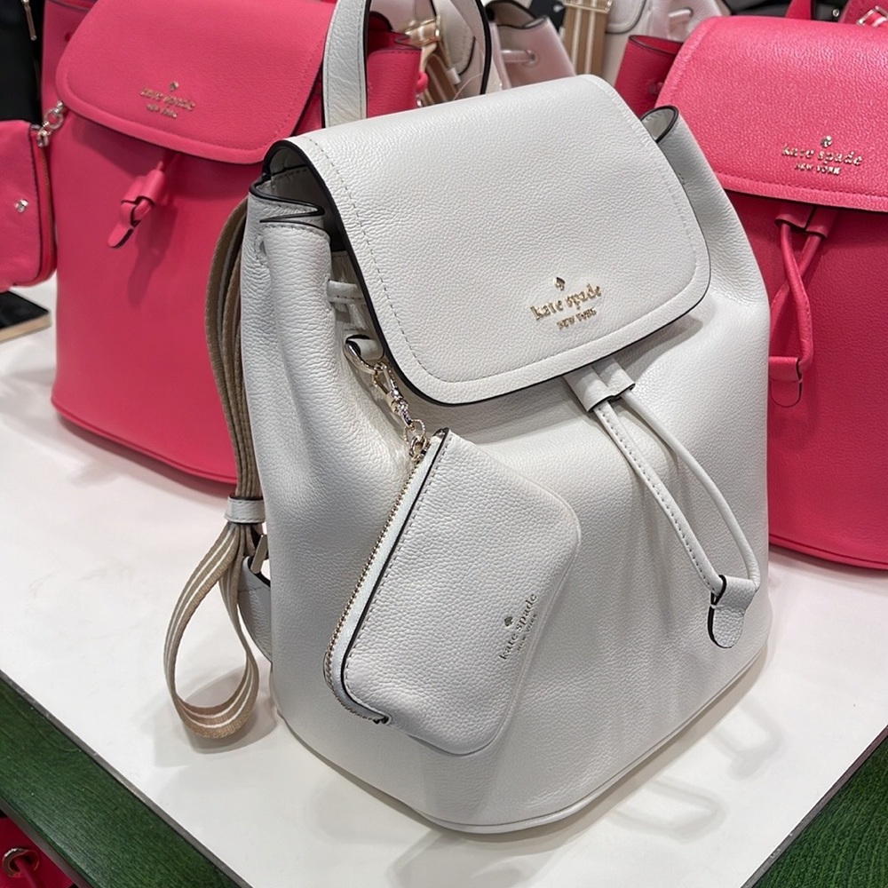 Kate Spade Rosie Medium Flap Backpack 
K8714 pebbled leather Parchment rosie
NWT - Picture 16 of 16